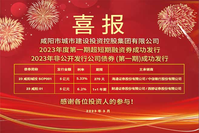 市城投集團(tuán)2023年度第一期超短期融資券 、2023年非公開發(fā)行公司債券（第一期）成功發(fā)行